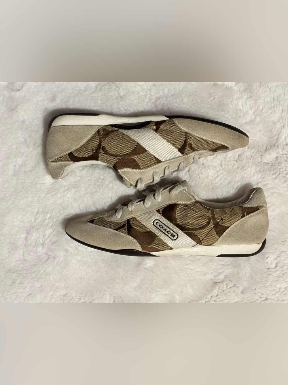 Coach Roana Vintage Monogram Canvas Suede Sneakers 9M